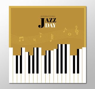 赭色背景jazzday钢琴比赛钢琴大赛宣传单